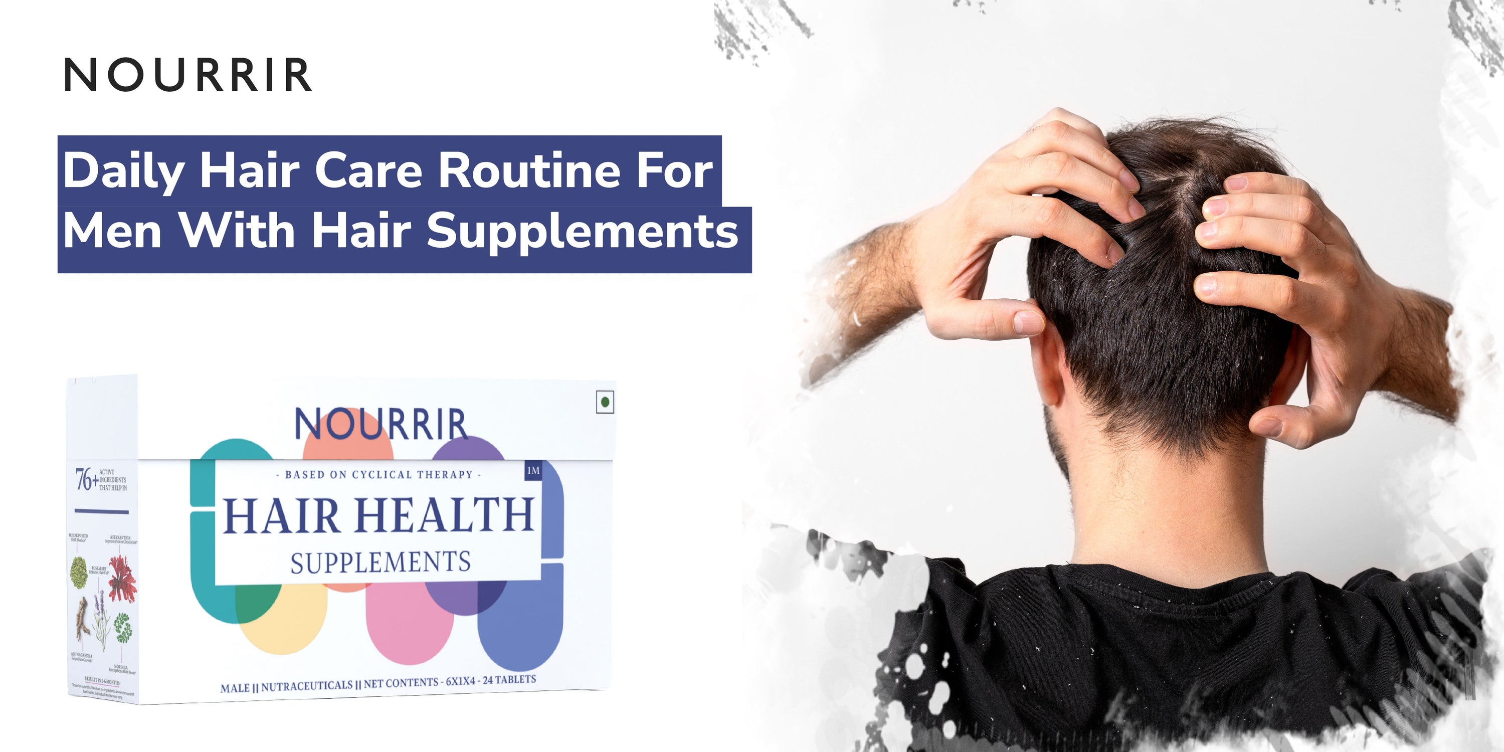 Men with Hair Supplements